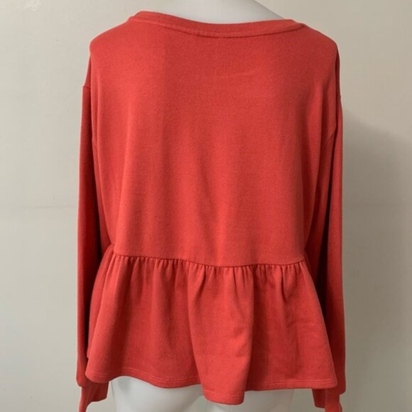 Joe Fresh x Jillian Harris Coral Mindy Long Sleeve Peplum Top Size Medium bin 2F - Picture 2 of 6